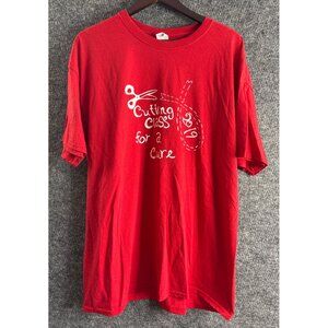 Cutting Class For A Cure 2019 Red T-Shirt Jerzees Dri-Power 2XL Cotton Blend